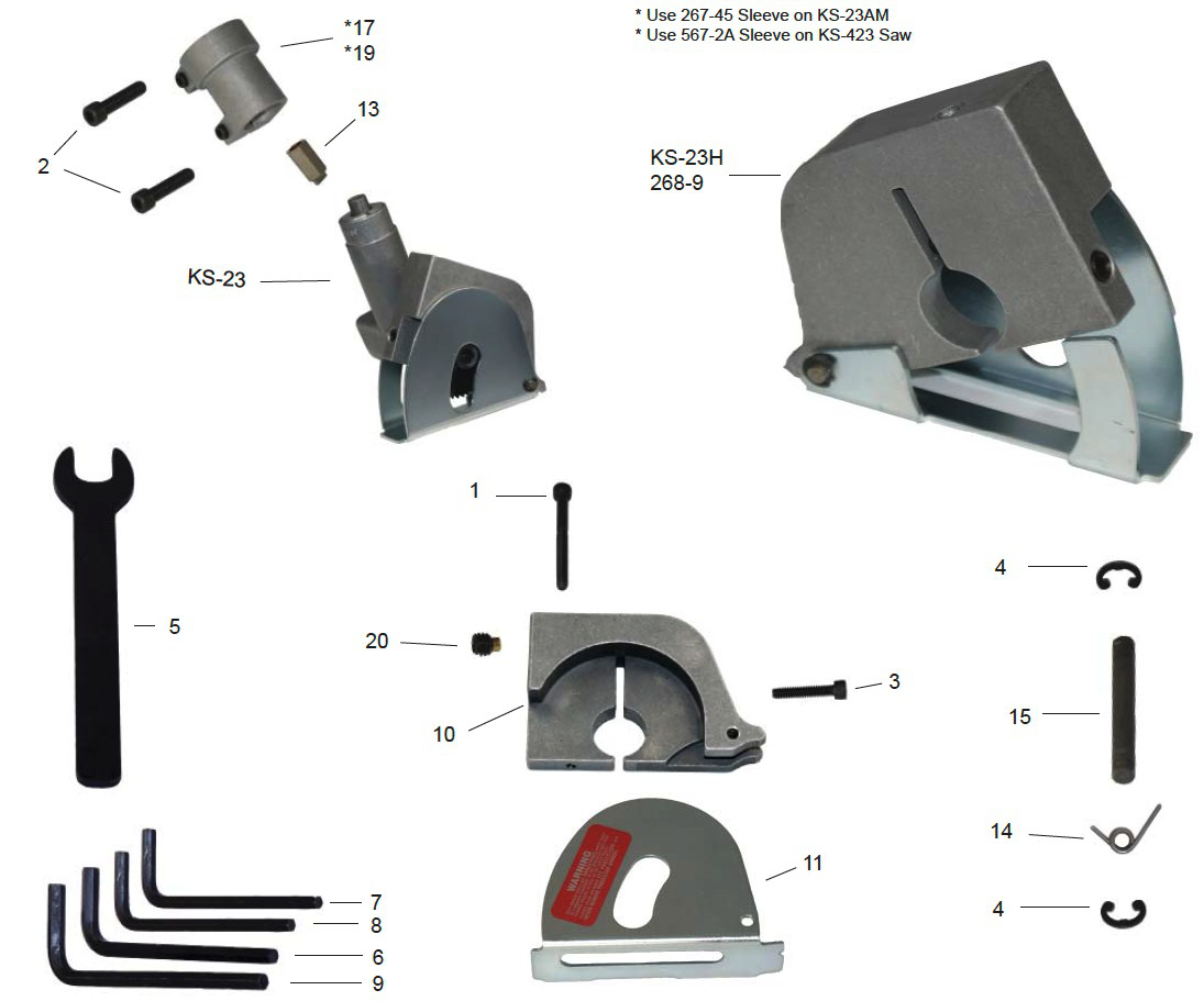 Exploded parts diagram — Saw Unit