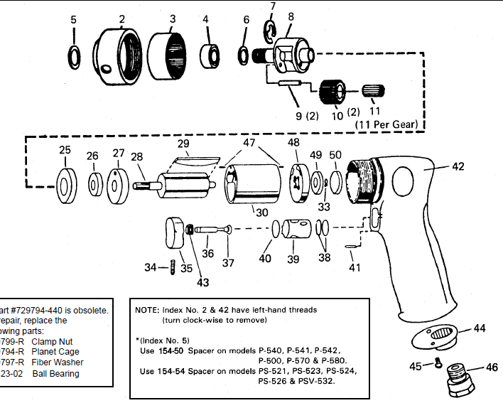 Exploded parts diagram — Motor Unit