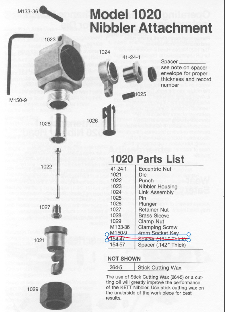 Exploded parts diagram — Nibbler Head