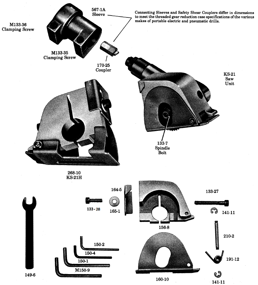Exploded parts diagram — Saw Unit
