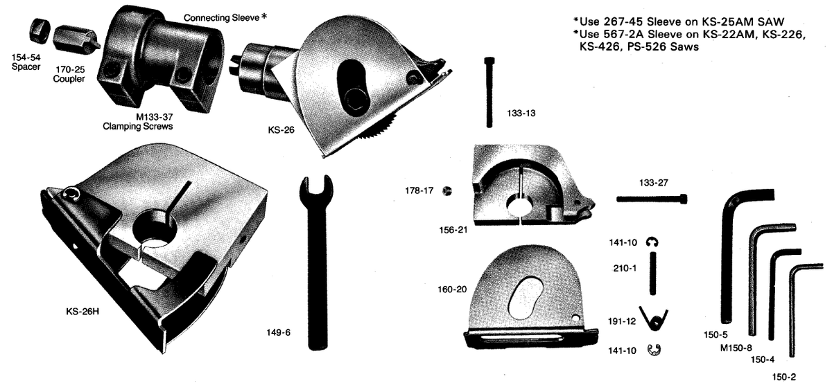 Exploded parts diagram — Saw Unit