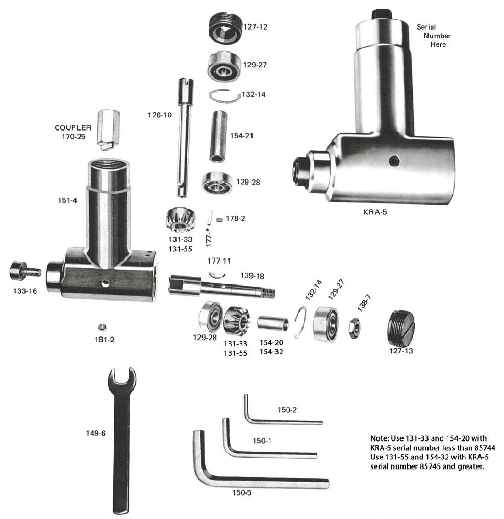 Exploded parts diagram — Geared Angle Head